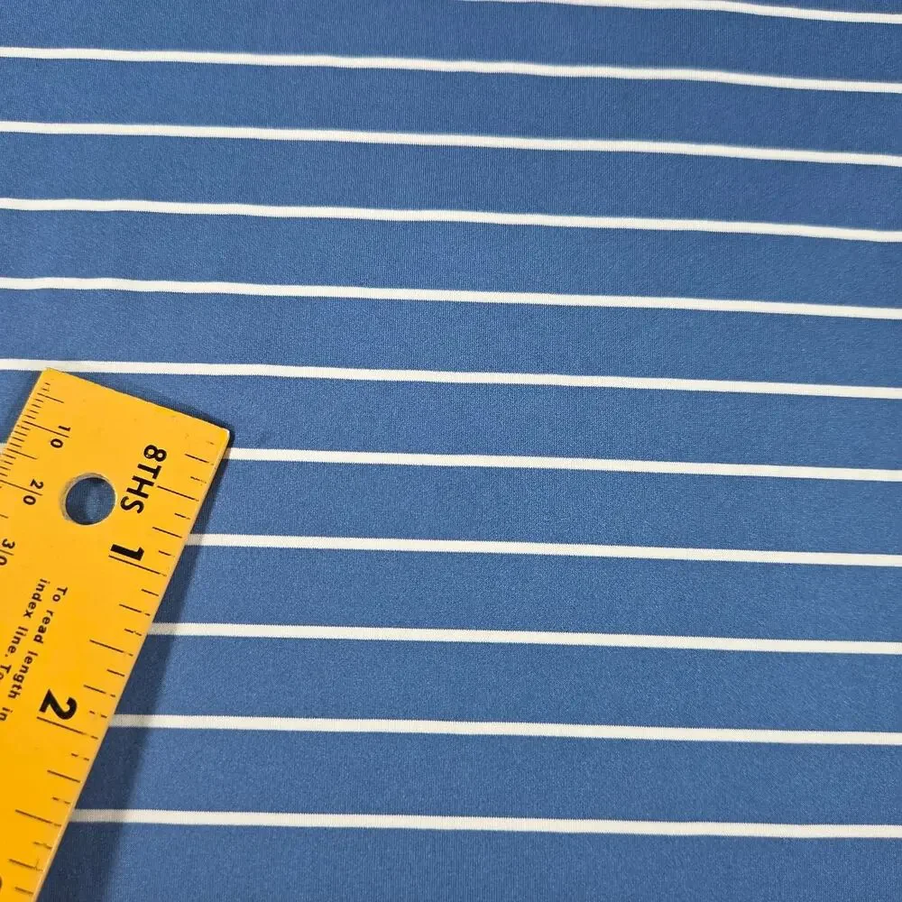 RLX Ralph Lauren Polo Shirt Performance Blue White Striped Mens XL Fit= 2XL Golf